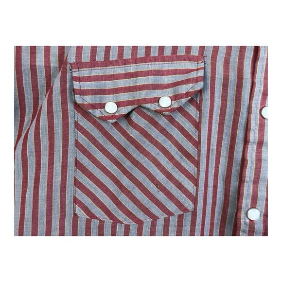 Vintage Dee Cee Western Shirt Mens 15-35 Red Gray Pearl Snap Cowboy USA Made - Picture 6 of 16